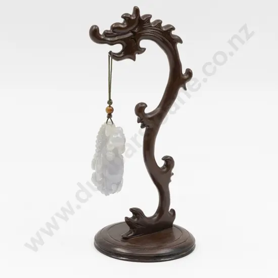 Carved Hardstone Handling Piece of Corncob & Bugs on Hanging Stand