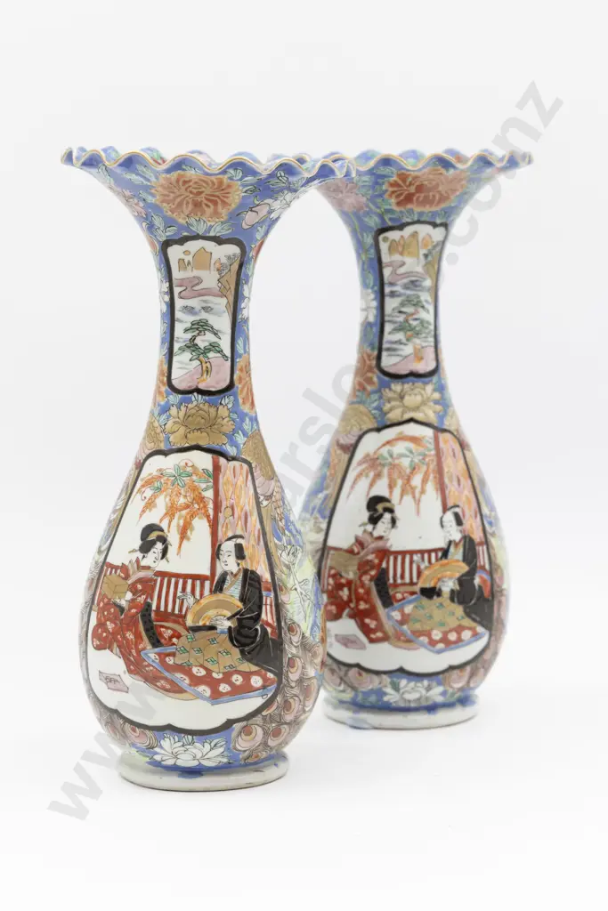 Pair Antique Japanese Imari Mantel Vases Image 1++