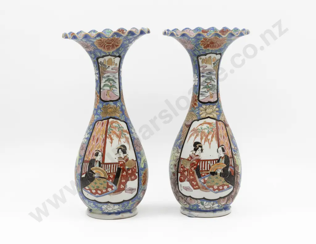 Pair Antique Japanese Imari Mantel Vases Image 1++