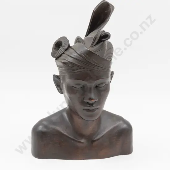 Balinese Softwood Carved Figural Bust