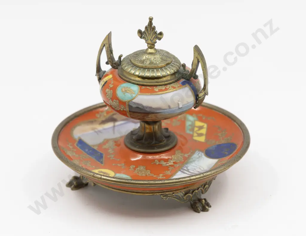 French Ormolu Mounted Hand Decorated Ink Stand Image 1++