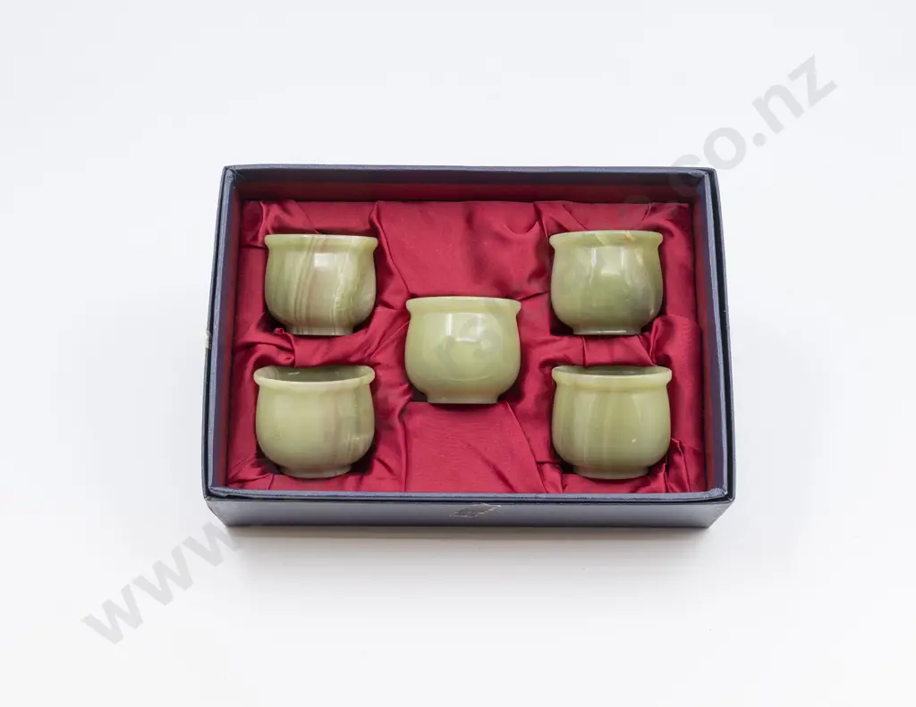Boxed Set of Five Onyx Saki Cups Image 1++