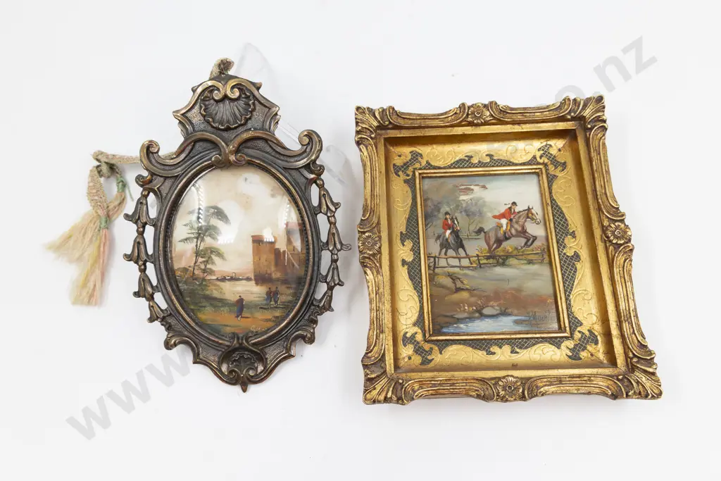 Miniature Oil on Board in Gilt Frame with Other in Metal Frame Image 1++