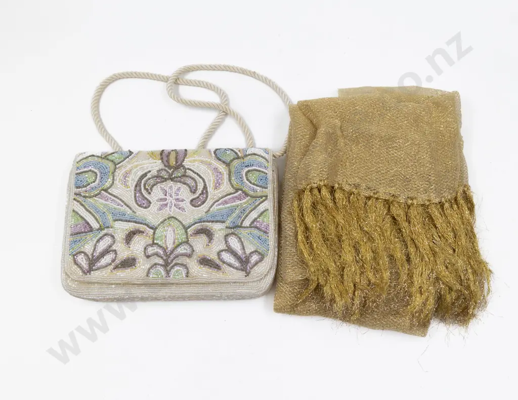 All Beaded Evening Purse with Shawl Image 1++