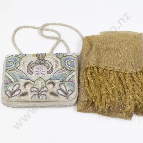 All Beaded Evening Purse with Shawl