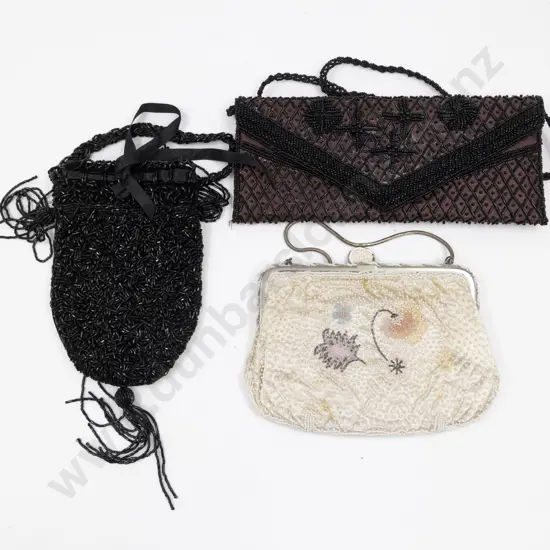Two All Beaded Purses and Benetton Velvet Purse