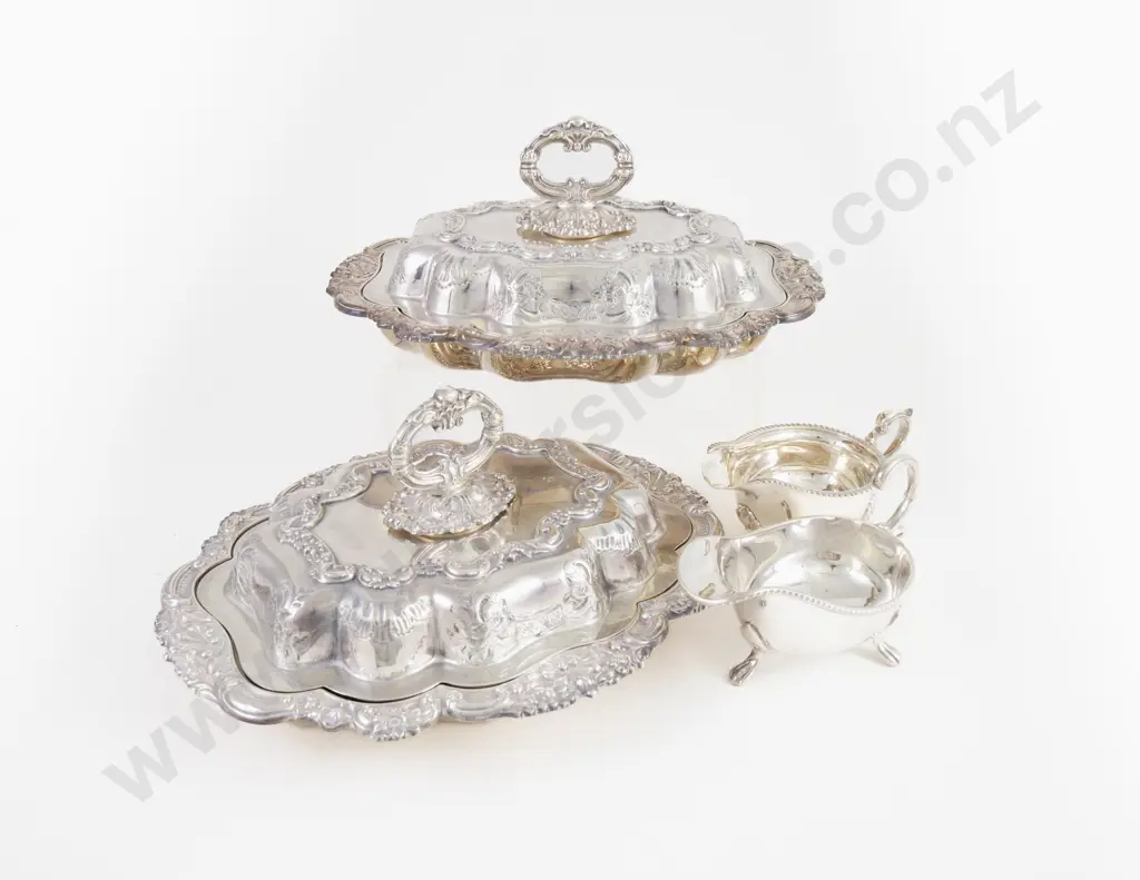 Pair Of Ornate S/P Entree Dishes Image 1++