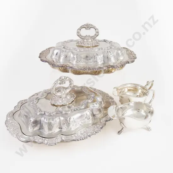 Pair Of Ornate S/P Entree Dishes