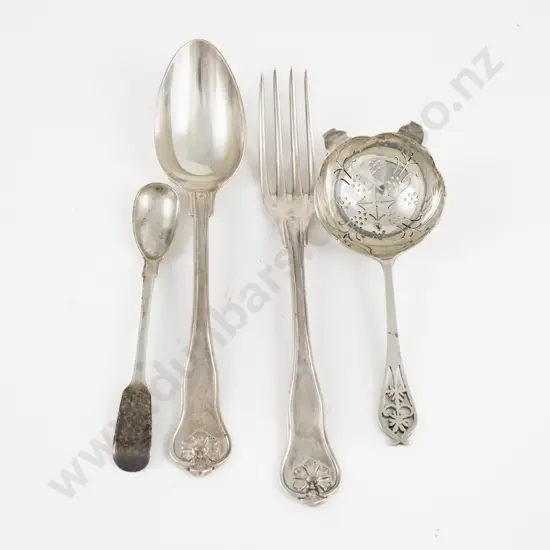 S/S Sifter Spoon Egg Spoon & European Table Fork & Spoon Stamped 63