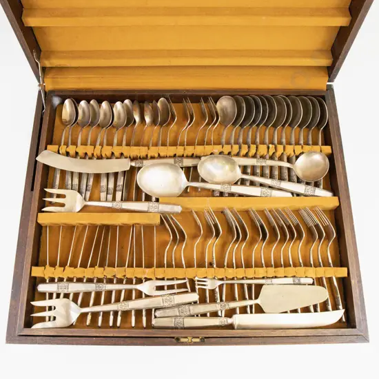 Thai Canteen Of Brass Cutlery
