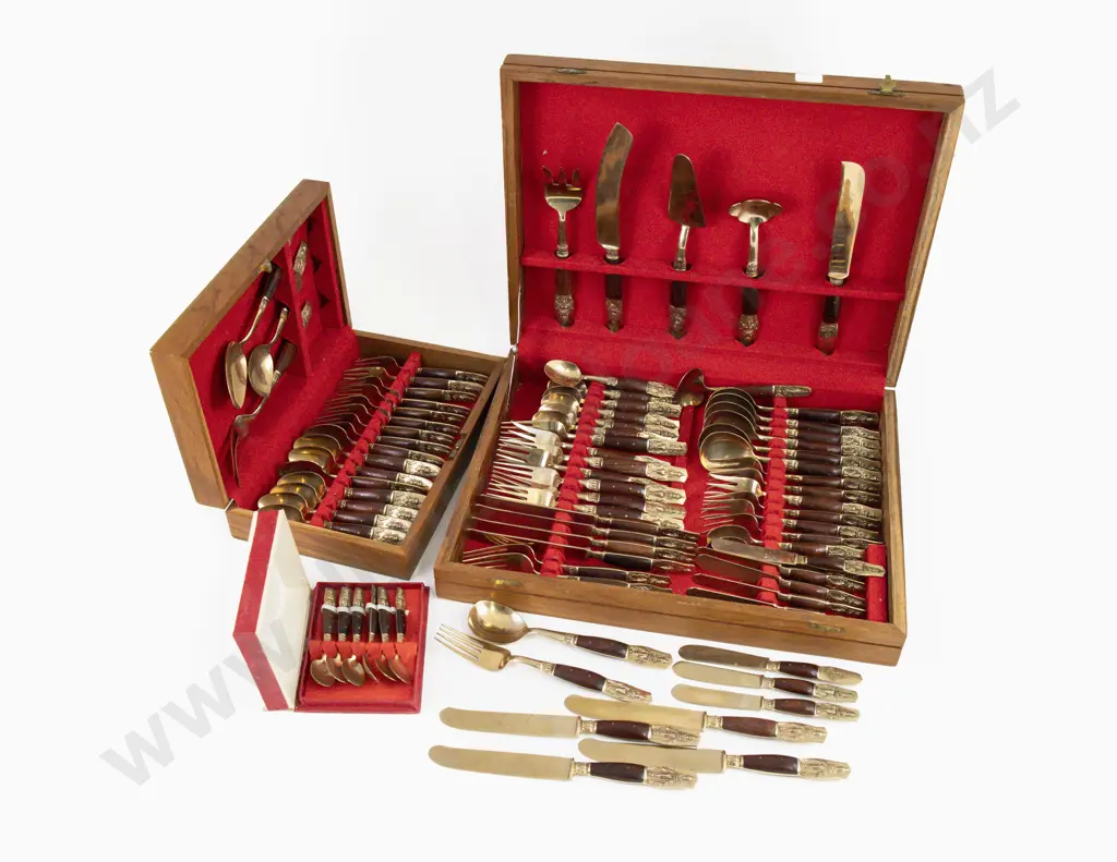 3 Boxed Sets Of Thai Brass Cutlery Image 1++