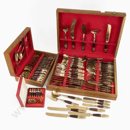 3 Boxed Sets Of Thai Brass Cutlery