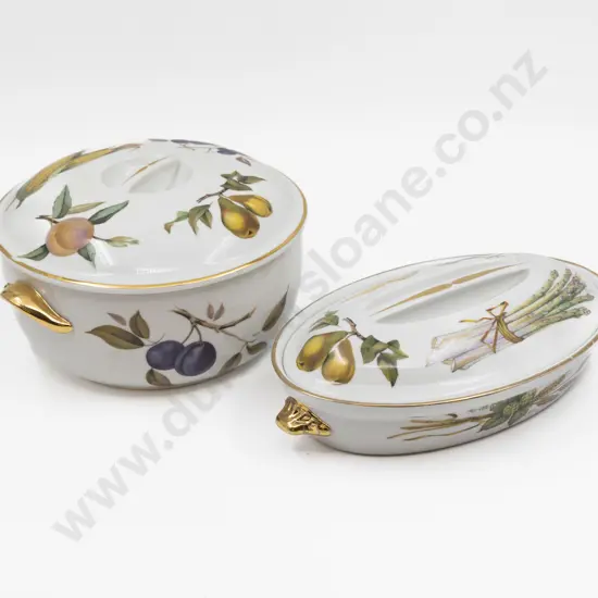 Two Royal Worcester Evesham Circular & Ovel Serving Dishes with Extra Lids