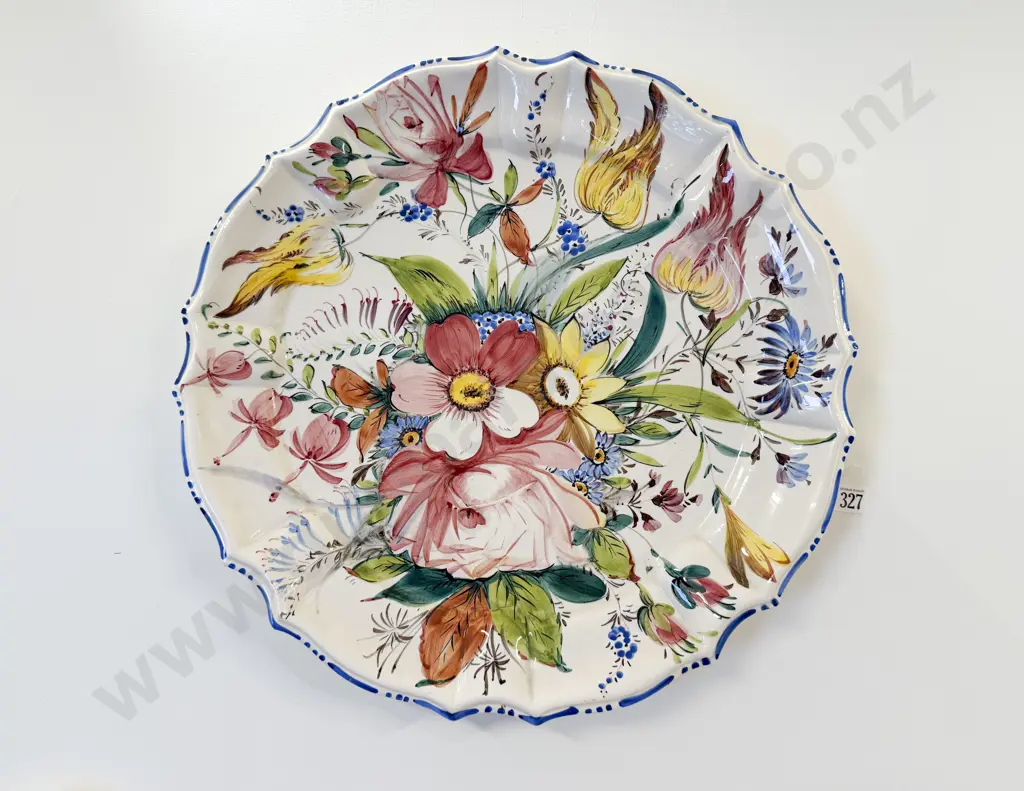 Large Italian Boldly Flora Painted Charger Image 1++
