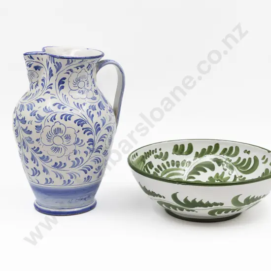 Italian Boldly Painted Bowl & Ewer