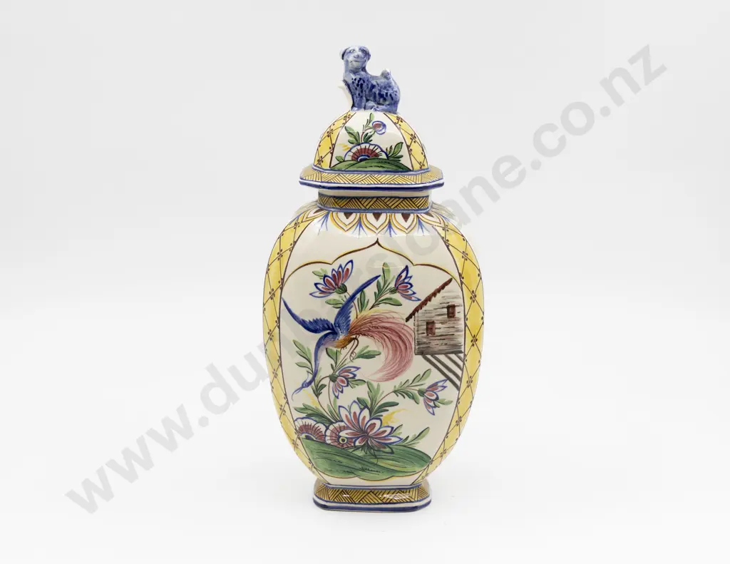 Unmarked Italian Covered Jar Boldly Painted Image 1++