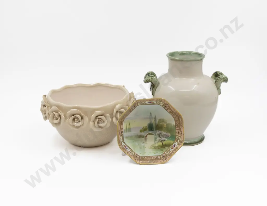 Bourne Denby Rim Handles Stem Vase Other Rose Bowl & Nippon Dish Image 1++