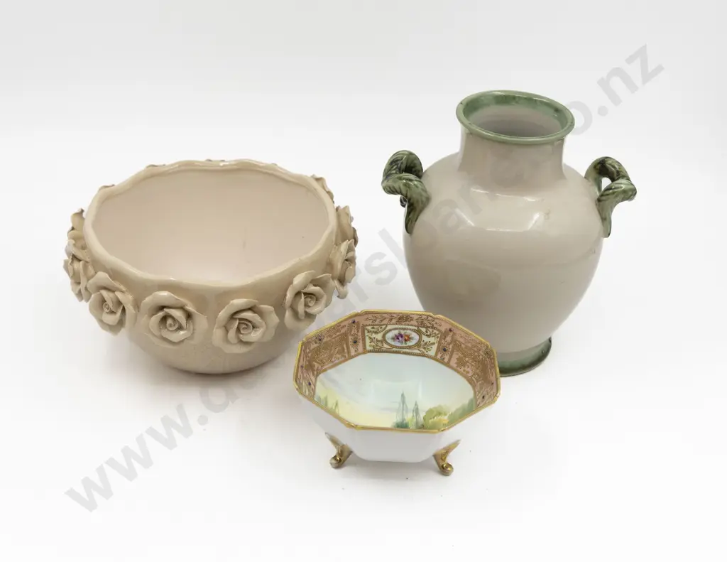 Bourne Denby Rim Handles Stem Vase Other Rose Bowl & Nippon Dish Image 1++