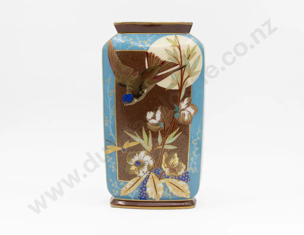 Antique French Hand Painted Slab Sided Mantel Vase Image 1++