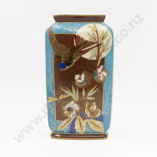 Antique French Hand Painted Slab Sided Mantel Vase
