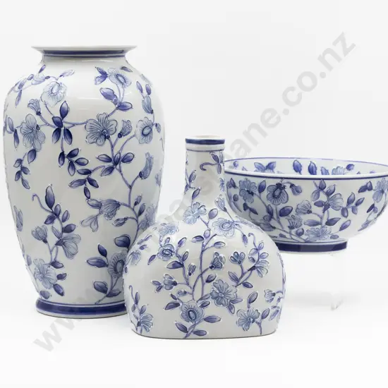 Modern Tubeline Decorated Large Vase Bowl & Bottle Vase