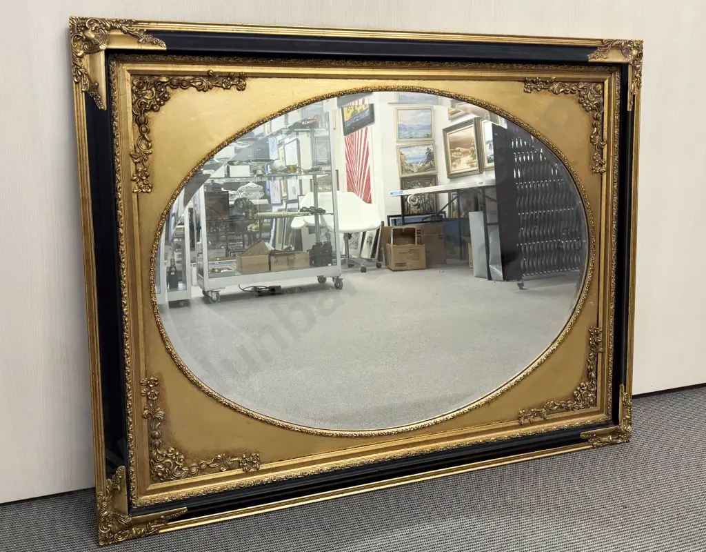 Large Regency Style Gilt & Ebonised Wall Mirror Image 1++