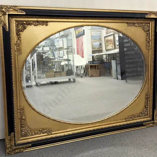 Large Regency Style Gilt & Ebonised Wall Mirror