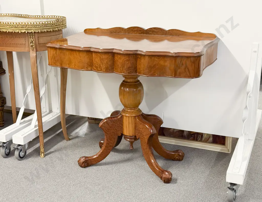 Victorian Style Figured Walnut Side Table Image 1++