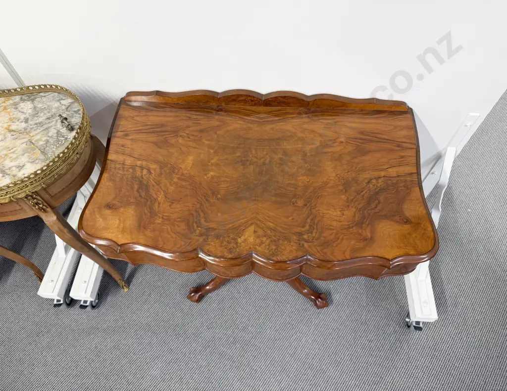 Victorian Style Figured Walnut Side Table Image 1++