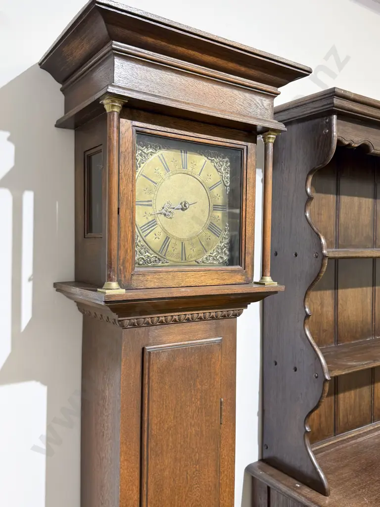 C18th Brass Faced Longcase Clock by John Wilkins of Oakham Image 1++
