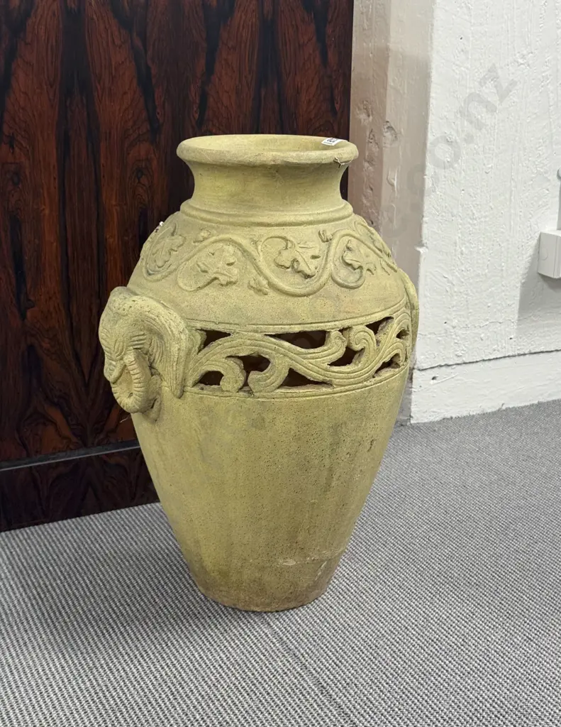 Green Stained Terracotta Floor Pot Image 1++