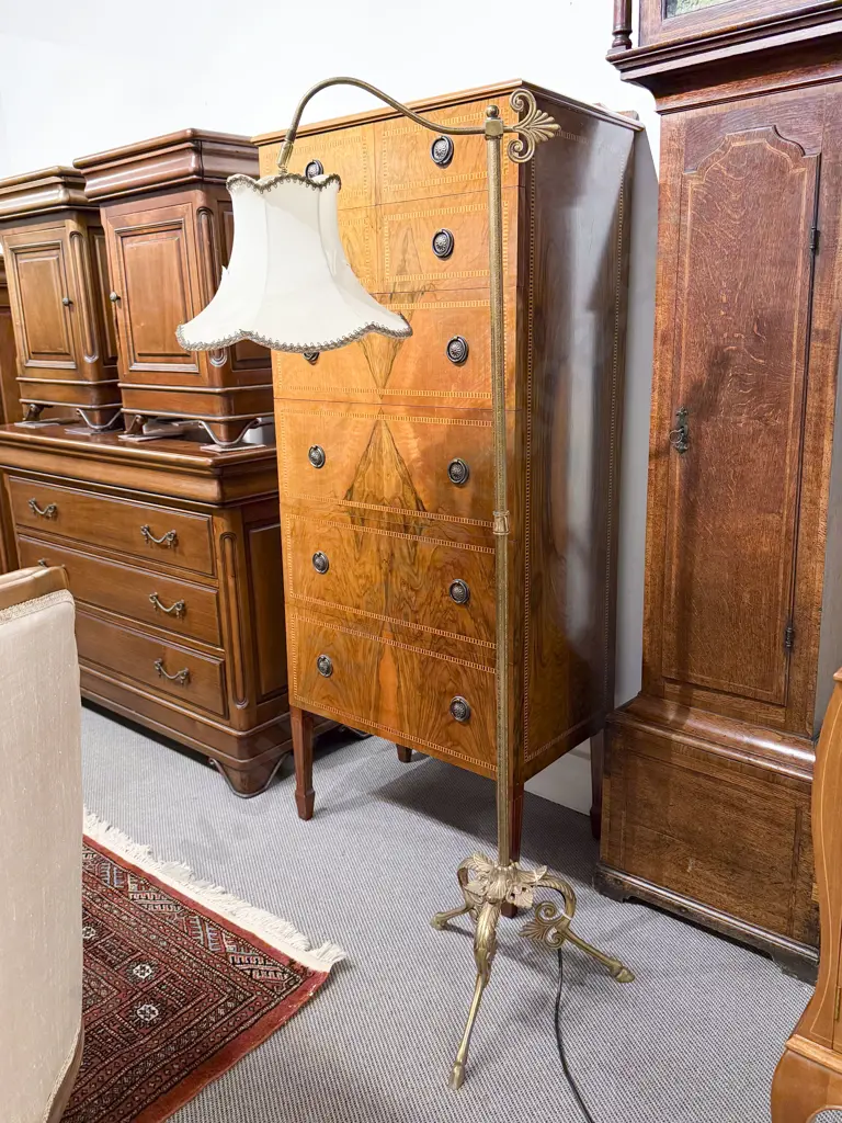 Brass Floor Lamp & Shade Image 1++