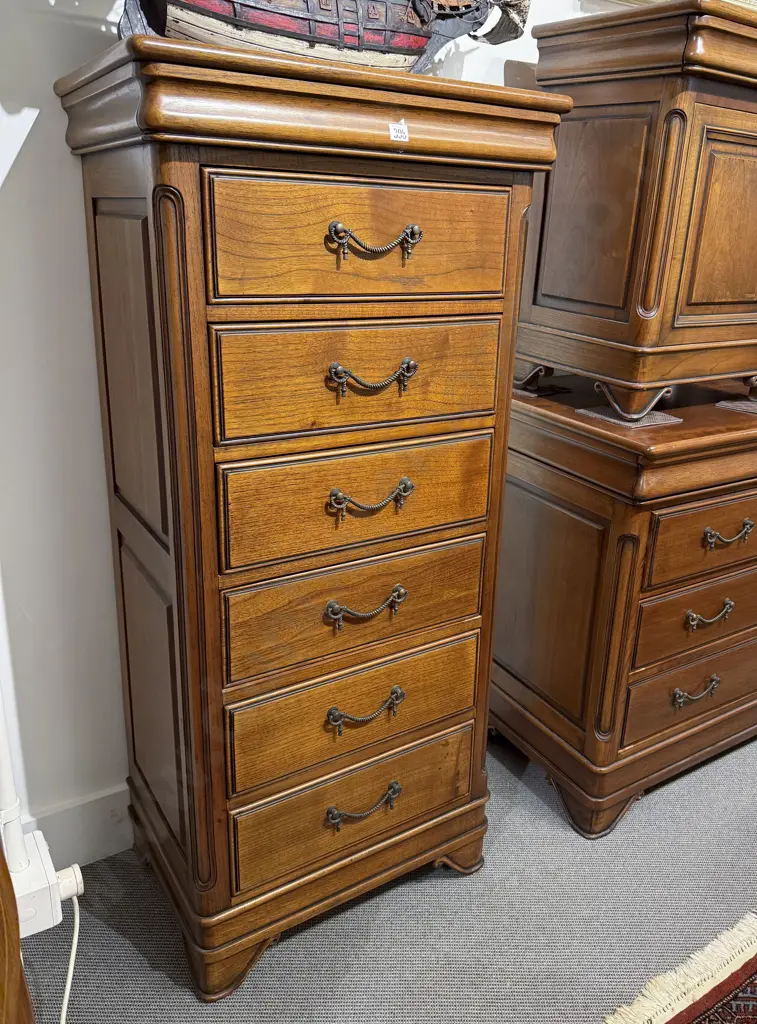 Modern Mahogany Six Drawer Tallboy Image 1++