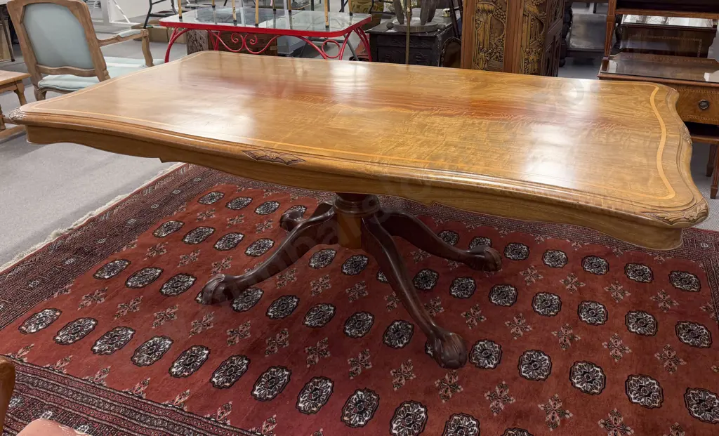 Reproduction Pedestal Dining Table & Six Balloon Back Dining Chairs Image 1++