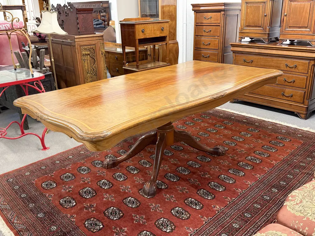 Reproduction Pedestal Dining Table & Six Balloon Back Dining Chairs Image 1++