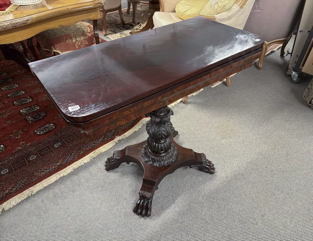 William IV Mahogany Foldover Tea Table Image 1++