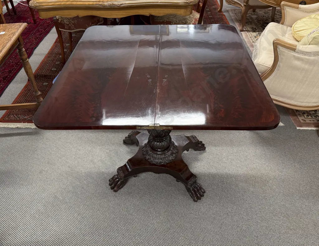 William IV Mahogany Foldover Tea Table Image 1++