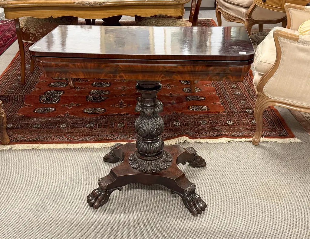 William IV Mahogany Foldover Tea Table Image 1++