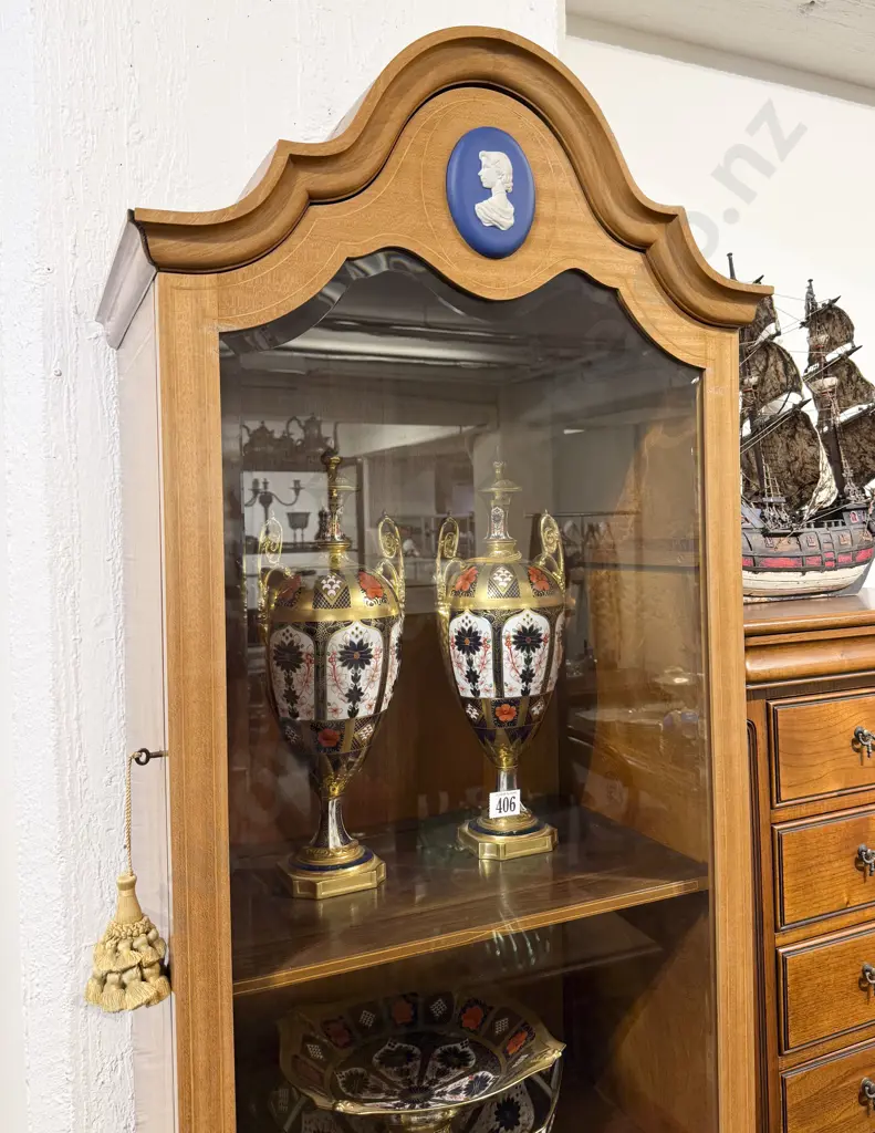 Mahogany & Inlaid Display Cabinet Image 1++