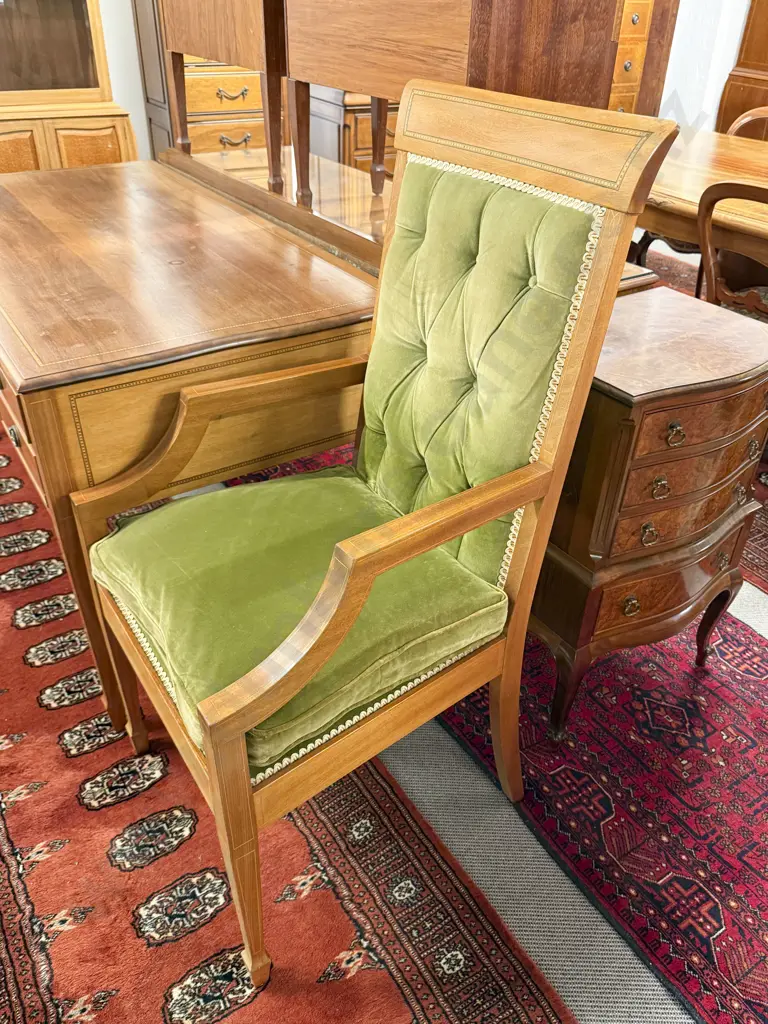 Mahogany & Inlaid Open Armchair Image 1++