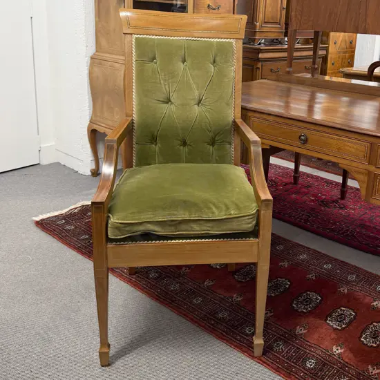 Mahogany & Inlaid Open Armchair