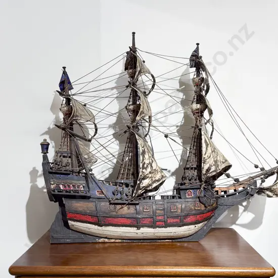 Painted Wooden Model of a Galleon