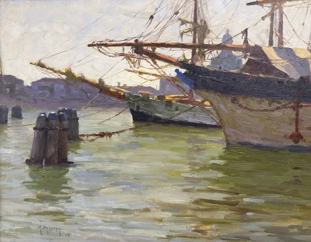 Robert Proctor (1878 - 1935) - Dockside Scene Image 1++