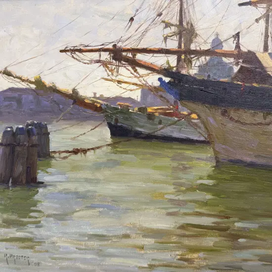 Robert Proctor (1878 - 1935) - Dockside Scene