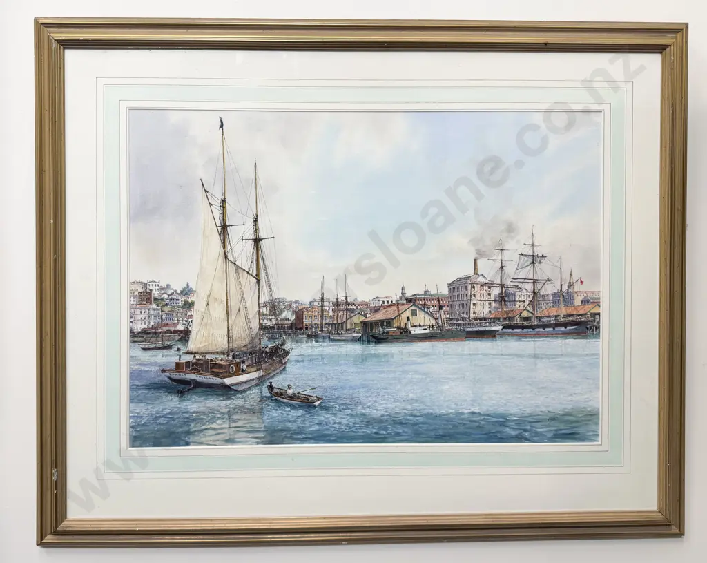 Roger Morris (1935 - 2023) - View of Freeman's Bay - Auckland from Railway Wharf Image 1++