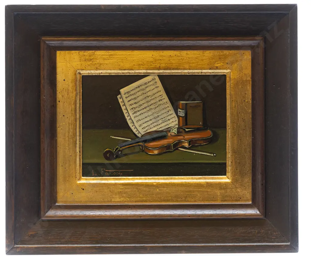 Small Framed Oil Violin Study Image 1++