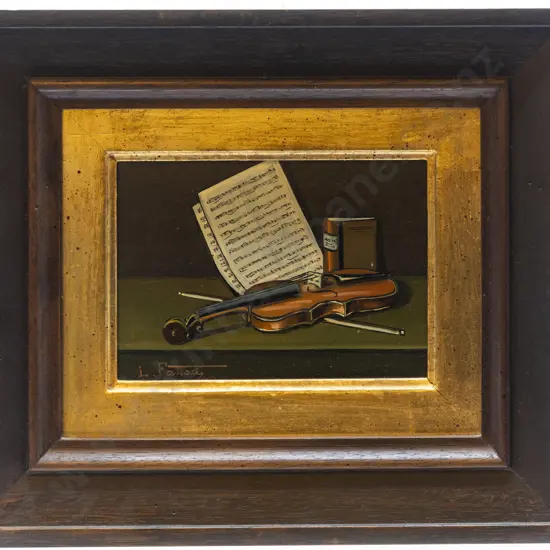 Small Framed Oil Violin Study