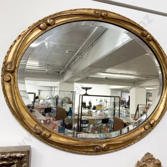 Gilt Framed Oval Bevel Wall Mirror