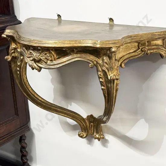 Gilt Wood Serpentine Console Table