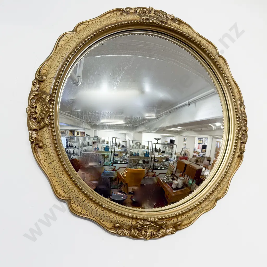 Small Gilt Framed Circular Convex Mirror Image 1++